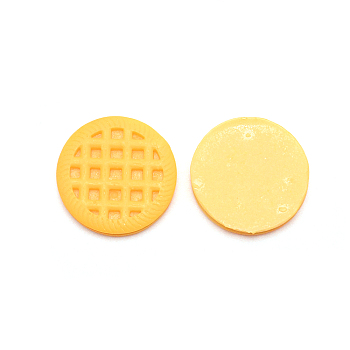 Opaque Resin Cabochons, Play Food, Imitation Food, Flat Round Waffle Biscuit Shape, Orange, 24.5x5.4mm