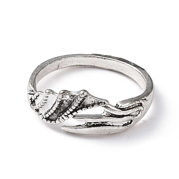 Alloy Wing Open Cuff Ring for Women, Antique Silver, Wide: 2.5~9mm, US Size 8 1/2(18.5mm)