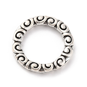 Tibetan Style Alloy Linking Rings, Textured Ring, Lead Free & Cadmium Free, Antique Silver, 2x19mm