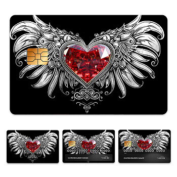 Plastic Waterproof Card Stickers, Self-adhesion Card Skin for Bank Card Decor, Rectangle, Wing, 140x190mm