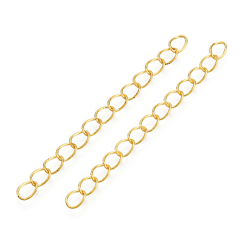 Iron Chain Extender, Curb Chains, Nickel Free, Golden, 70mm, Link: 5~5.5x3.5~4x0.5mm