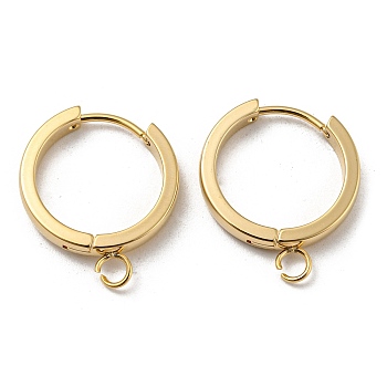 201 Stainless Steel Huggie Hoop Earrings Findings, with Vertical Loop, with 316 Surgical Stainless Steel Earring Pins, Ring, Real 24K Gold Plated, 18x3mm, Hole: 2.7mm, Pin: 1mm