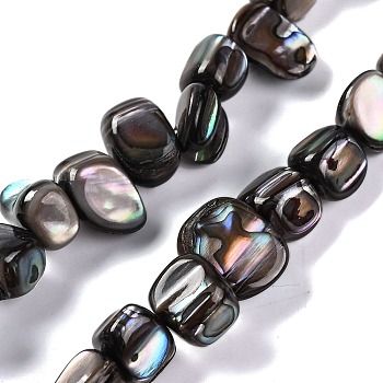 Natural Freshwater Shell Beads Strands, Silver Nitrate Dyed, Nuggets, Black, 6~8x5.5~8x5~6mm, Hole: 0.8mm, about 55~56pcs/strand, 14.25~14.37''(36.2~36.5cm)