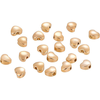 BENECREAT Brass Beads, Long-Lasting Plated, Heart, Real 18K Gold Plated, 5.5x6x3.5mm, Hole: 1.5mm, 20pcs/set