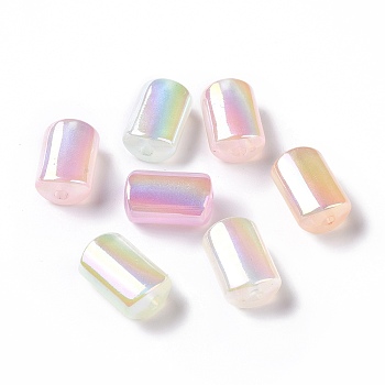 UV Plating Rainbow Iridescent Luminous Acrylic Beads, Glitter Beads, Glow in the Dark, Rectangle, Mixed Color, 18.5x12x8.5mm, Hole: 2.8mm