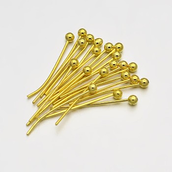Brass Ball Head Pins, Golden, 30mm, Pin: 0.5mm, 24 Gauge, Head: 2mm, about 8330pcs/500g