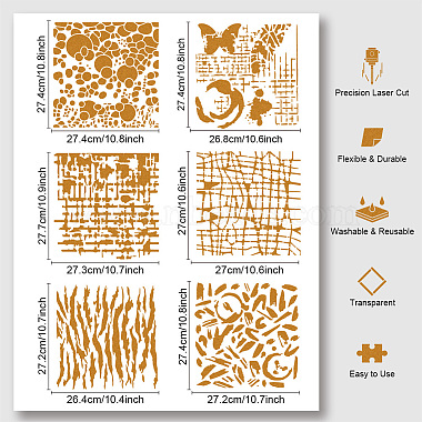 6 個 6 スタイルペット中空描画絵画ステンシル(DIY-WH0416-0020)-3