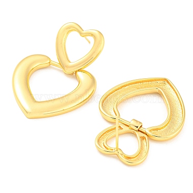Boucles d'oreilles pendantes en forme de cœur creux en laiton plaqué en rack(EJEW-A028-04G)-2