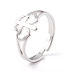 Double coeur avec croix 304 anneau réglable en acier inoxydable pour femme(RJEW-B035-06P)-1