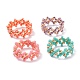 4個4色ガラスシードビーズ編みこみフィンガー指輪セット女性用(RJEW-JR00419)-1