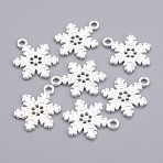 Tibetan Style Alloy Pendants, Lead Free, Nickel Free and Cadmium Free, Christmas Snowflake, Silver Color Plated, 22x16x2mm, Hole: 1.5mm(X-TIBEP-EA115Y-S-FF)