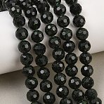 Synthetic Green Goldstone Beads Strands, Round, Faceted, 7.5~8mm, Hole: 1.2mm, about 48pcs/strand, 14.57''(37cm)(GG-CBA199E-F03-8mm)