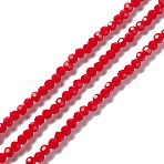 Faceted(32 Facets) Glass Beads Strands, Round, Red, 4mm, Hole: 1mm, about 83~93pcs/strand, 31.3~35.3cm(EGLA-J042-35A-05)