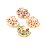Alloy Enamel Charms, Rocking Horse Charms, Golden, Mixed Color, 12x14.5x3.5mm, Hole: 1.6mm(AL-CBA7F7E-02G)