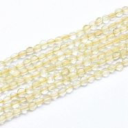 Natural Lemon Quartz Beads Strands, Faceted, Flat Round, 4~4.5x2.5~3mm, Hole: 0.7mm, about 104~109 pcs/Strand, 15.35 inch(39cm)(G-D0003-A35)