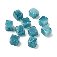 Transparent Acrylic Beads, Cube, Dark Cyan, 8x8x9mm, Hole: 2mm(X-OACR-A021-14A)