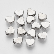 CCB Plastic Beads, Heart, Platinum, 6x7x3.5mm, Hole: 1.8mm, about 4900pcs/500g(CCB-S163-026)