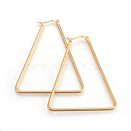 201 Stainless Steel Hoop Earrings, with 304 Stainless Steel Pin, Hypoallergenic Earrings, Triangle, Golden, 12 Gauge, 67~68x56~59x2mm, Pin: 1mm(EJEW-A052-02A)