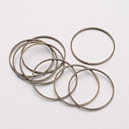 Brass Linking Rings, Nickel Free, Antique Bronze, 25x1mm(X-EC18725mm-NFAB)