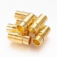 Brass Locking Tube Magnetic Clasps, Column, Golden, 17x7~8mm, Hole: 6mm(MC076-G)