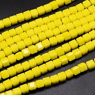 Faceted Cube Glass Bead Strands, Yellow, 2x2x2mm, Hole: 0.5mm, about 200pcs/strand, 15.7 inch(EGLA-E041-2mm-A05)