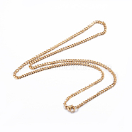 304 Stainless Steel Curb Chain Necklaces, with Lobster Claw Clasps, Golden, 19.7 inch(50cm), 3mm(X-NJEW-P147-04G)