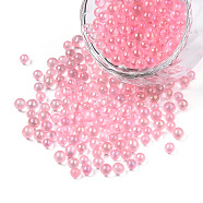 DIY 3D Nail Art Decoration Mini Glass Beads, Tiny Caviar Nail Beads, AB Color Plated, Round, Pink, 3.5mm, about 450g/bag(MRMJ-N028-001B-B07)