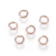 304 Stainless Steel Open Jump Rings, Rose Gold, 18 Gauge, 5x1mm, Inner Diameter: 3mm(STAS-O098-02RG-01)