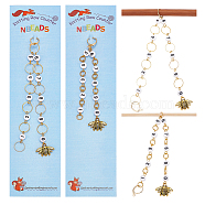 2Pcs 2 Style Bee Charm Knitting Row Counter Chains, Alloy & Acrylic & Brass 0~9 Numbered Stitch Marker for Tracking Project Progress, Golden, 19.4cm & 25.6cm, 1pc/style(HJEW-NB0001-77)