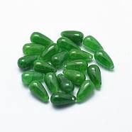 Natural Myanmar Jade/Burmese Jade Charms, Dyed, teardrop, 12x6mm, Hole: 1mm(G-F581-01)
