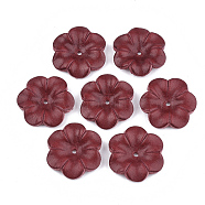 6-Petal Eco-Friendly Cowhide Bead Cap, Flower, Dark Red, 23~23.5x21.5~22x5mm, Hole: 1.8mm(FIND-T045-34D)