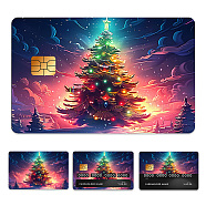 Plastic Waterproof Card Stickers, Self-adhesion Card Skin for Bank Card Decor, Rectangle, Christmas Tree, 140x190mm(STIC-WH0032-071)