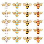20Pcs 4 Colors Alloy Enamel Pendants, Light Gold, Bees, Mixed Color, 17.5x22.5x4mm, Hole: 2mm, 5pcs/color(ENAM-YW0001-91)