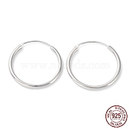 Rhodium Plated 925 Sterling Silver Huggie Hoop Earrings, with S925 Stamp, Real Platinum Plated, 18x1.5x18.5mm(EJEW-K258-02C-P)