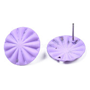 Spray Painted Iron Stud Earring Findings, with Hole, Flat Round, Medium Purple, 17mm, Hole: 1.2mm, Pin: 0.7mm(IFIN-N008-017B)
