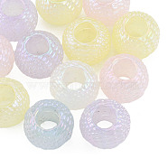 Electroplate Acrylic European Beads, Large Hole Beads, Pearlized, Round, Mixed Color, 15.5x13mm, Hole: 6.5mm(OACR-N010-064)