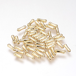 Brass Beads, Tube, Nickel Free, Real 18K Gold Plated, 7x2mm, Hole: 0.5mm(KK-T016-13G)