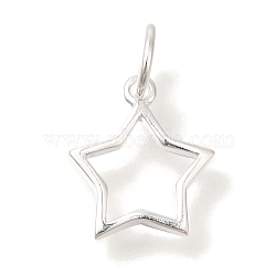 925 Sterling Silver Star Outline Charms, with Jump Rings & 925 Stamp, Silver, 11x10x1mm, Hole: 3mm(STER-G043-02A-S)