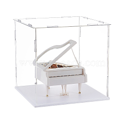 Acrylic Display Boxes, Dust-Proof Cases, with Black Base, for Models, Building Blocks, Doll Display Holders, Square, Clear, 20x20x20cm(CON-WH0123-27A)