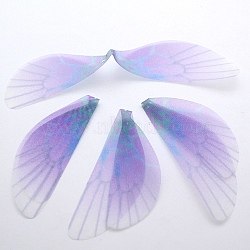Atificial Craft Chiffon Butterfly Wing, Handmade Organza Dragonfly Wings, Gradient Color, Ornament Accessories, Purple, 98x19mm, Hole: 1mm(FIND-PW0001-027-B03)