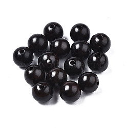 Undyed Natural Ebony Wood Beads, Waxed, Round, Lead Free, Black, 8mm, Hole: 1.5mm(X-WOOD-Q046-03B-01)