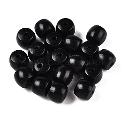 Natural Ebony Wood Apple Beads, Undyed, Column, Black, 8x7mm, Hole: 1.8mm, 1250pcs/500g(WOOD-N016-51)