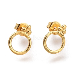 304 Stainless Steel Stud Earrings, with Ear Nuts, Ring, Golden, 10.5x7.8x1.5mm, Pin: 0.7mm(EJEW-H100-02G)