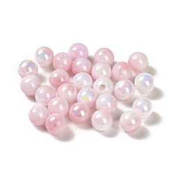 Opaque Acrylic Beads, Gradient Colorful, Round , Pink, 6mm, Hole: 1.8mm, about 5000pcs/500g(OACR-Z016-01B-11)