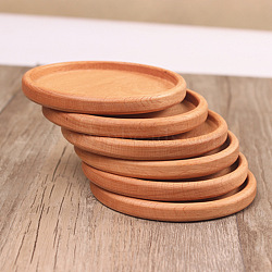 Beech Wood Cup Mats, Heat Resistant Coaster, Round, 88x10mm(PW23041801414)