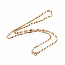 304 Stainless Steel Curb Chain Necklaces, with Lobster Claw Clasps, Golden, 19.7 inch(50cm), 3mm(X-NJEW-P147-04G)