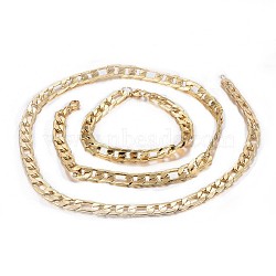 Men's 304 Stainless Steel Figaro Chain Necklaces and Bracelets Jewelry Sets, with Lobster Claw Clasps, Golden, 8-1/4 inch(210mm), 27.5 inch(70cm)(SJEW-I189-05B)