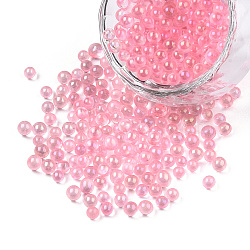 DIY Nail Art Decoration Mini Glass Beads, Tiny Caviar Nail Beads, AB Color Plated, Round, No Hole, Pink, 3.5mm, about 450g/bag(MRMJ-N028-001B-B07)