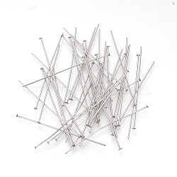 Tarnish Resistant 304 Stainless Steel Flat Head Pins, Stainless Steel Color, 40x0.7mm, 21 Gauge, Head: 1.2~1.5mm(STAS-Q218-01C)