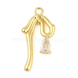 Brass Micro Pave Clear Cubic Zirconia Pendants, Bowknot Charms, Real 18K Gold Plated, 20x10x3mm, Hole: 1.4mm(KK-L219-08G)